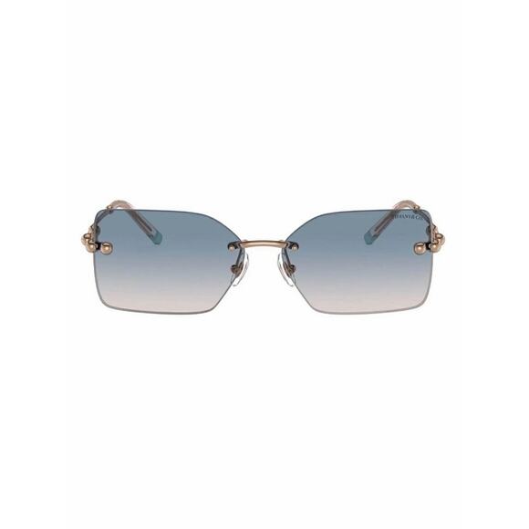 New TIFFANY & CO TF3088 610516 Rimless Gradient Blue Brown Sunglasses Gold Arms main image 6
